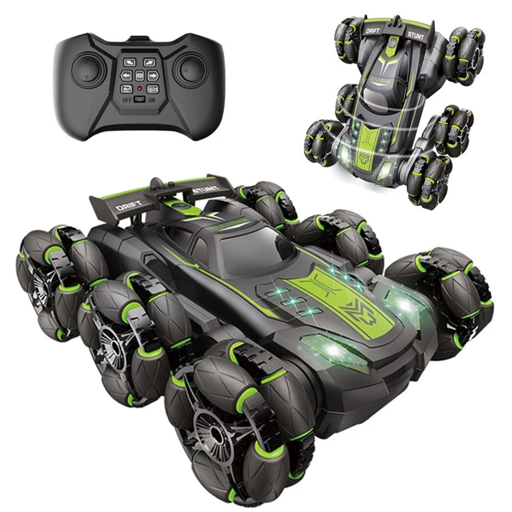 FC-2009A 2.4G Six-Wheel Spray Stunt Car RC Swing Arm Deformation Climbing Drift Car Model Toy for Kids - Green - 7