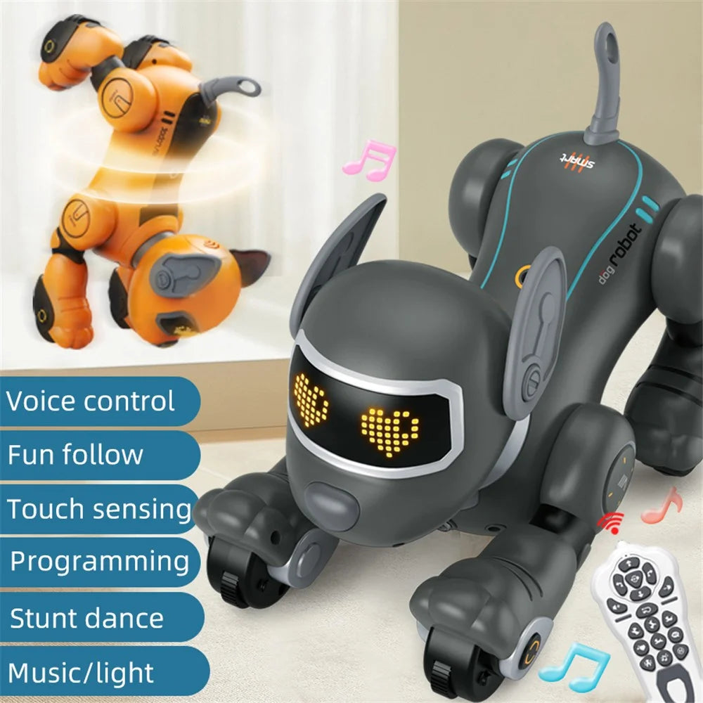 BG1536 Kids 2.4G Remote Control Dog RC Robotic Stunt Puppy Voice Control Toy Electronic Pet Dancing Programmable Robot - Orange - 2