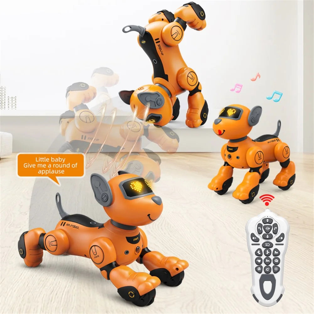 BG1536 Kids 2.4G Remote Control Dog RC Robotic Stunt Puppy Voice Control Toy Electronic Pet Dancing Programmable Robot - Orange - 5