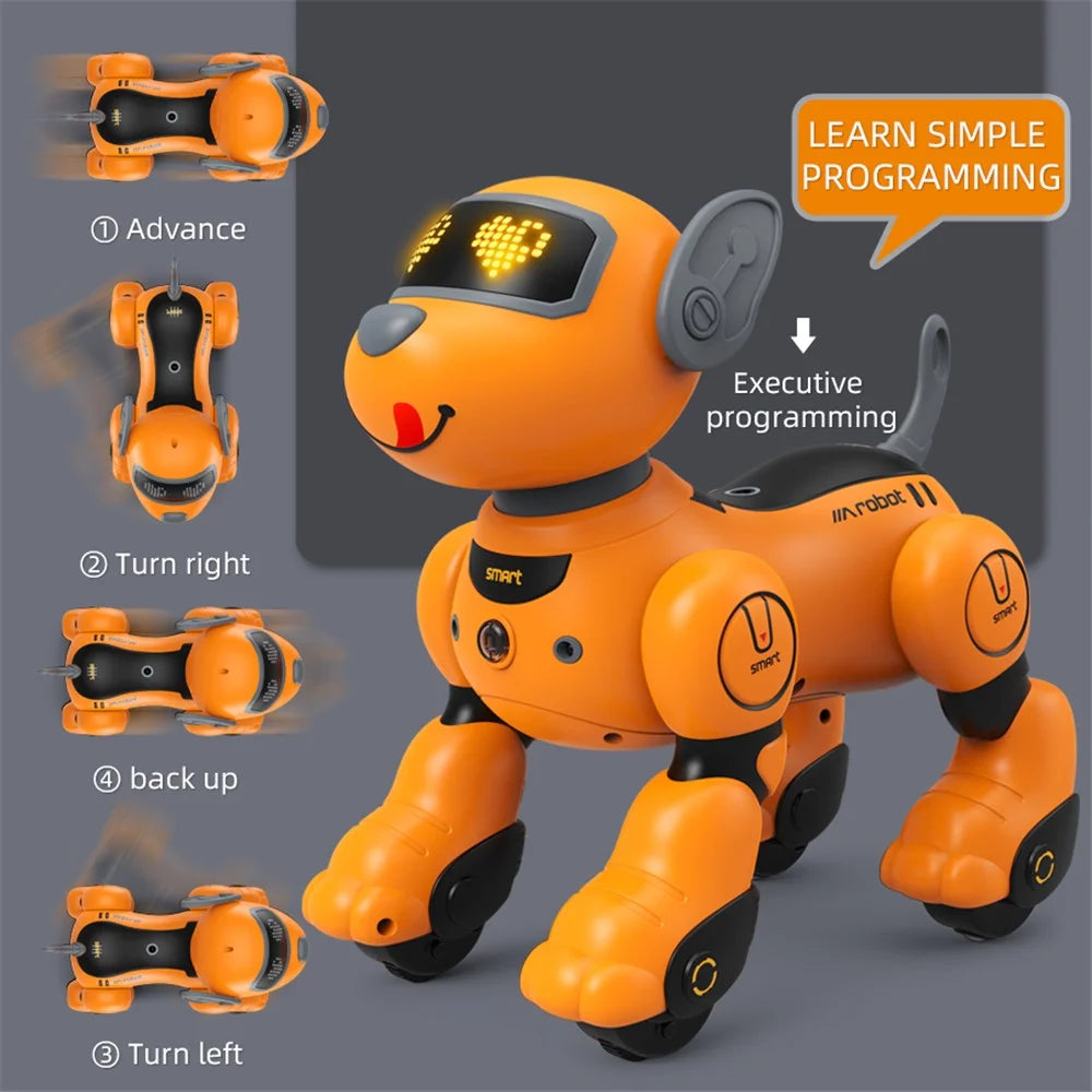 BG1536 Kids 2.4G Remote Control Dog RC Robotic Stunt Puppy Voice Control Toy Electronic Pet Dancing Programmable Robot - Orange - 6