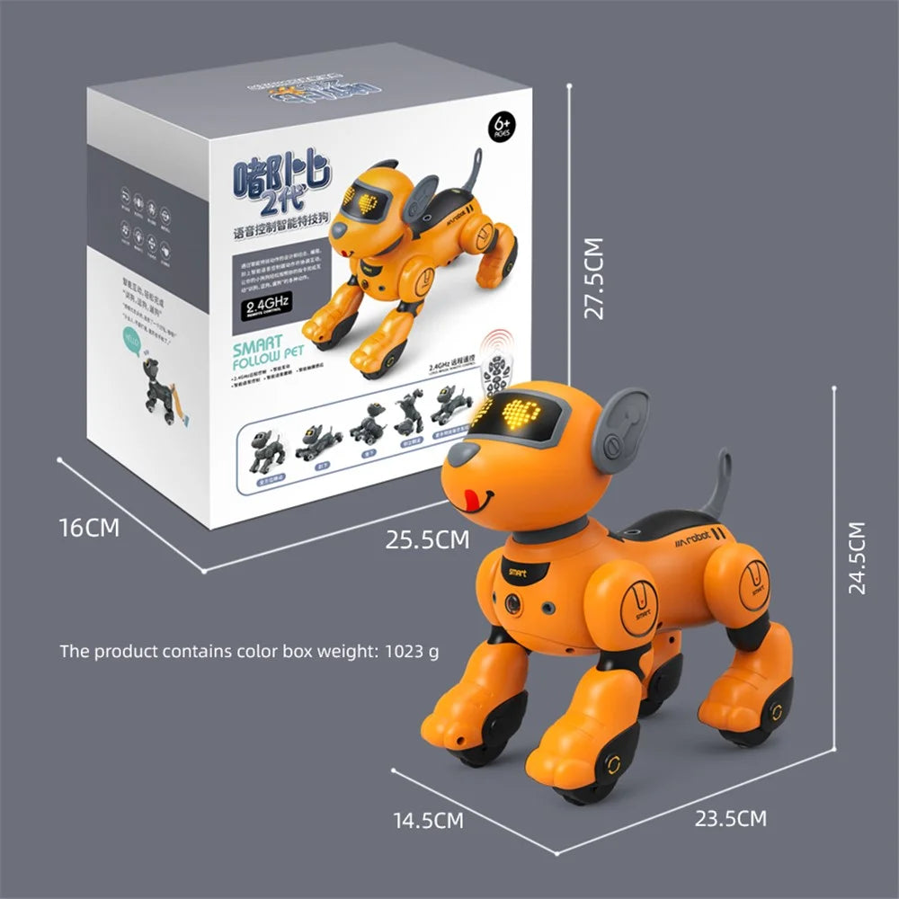 BG1536 Kids 2.4G Remote Control Dog RC Robotic Stunt Puppy Voice Control Toy Electronic Pet Dancing Programmable Robot - Orange - 7