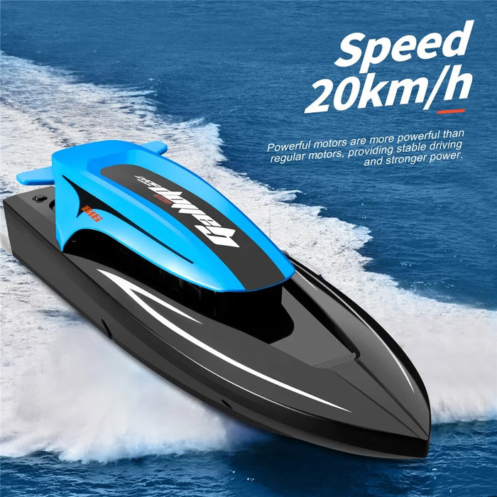 816 2.4Ghz RC Speedboat Children High Speed Remote Control Boat Water Toy with LED Light, 2 Batteries - Blue - 4