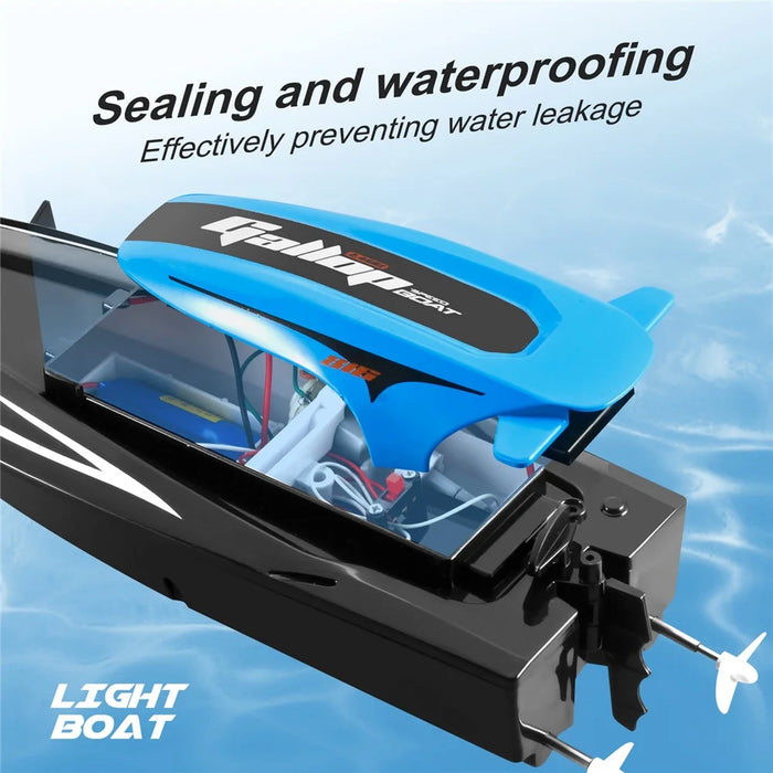 816 2.4Ghz RC Speedboat Children High Speed Remote Control Boat Water Toy with LED Light, 2 Batteries - Blue - 5