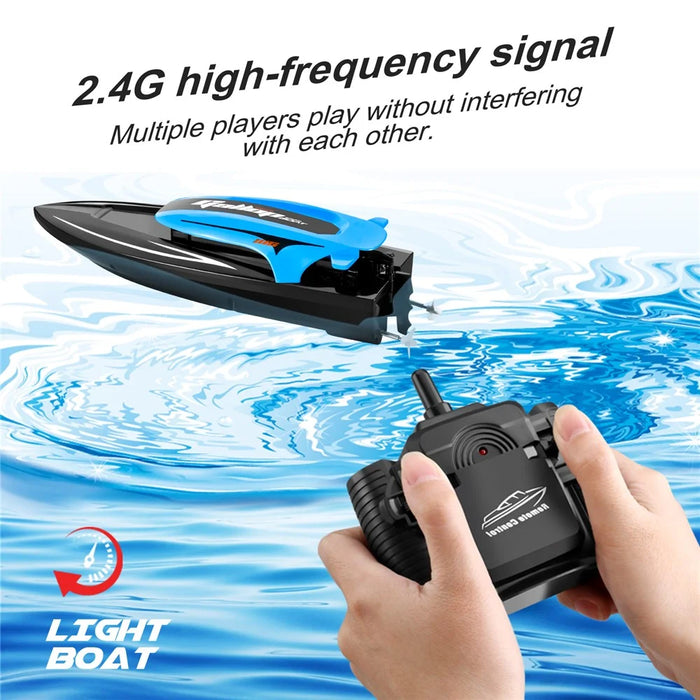 816 2.4Ghz RC Speedboat Children High Speed Remote Control Boat Water Toy with LED Light, 2 Batteries - Blue - 6