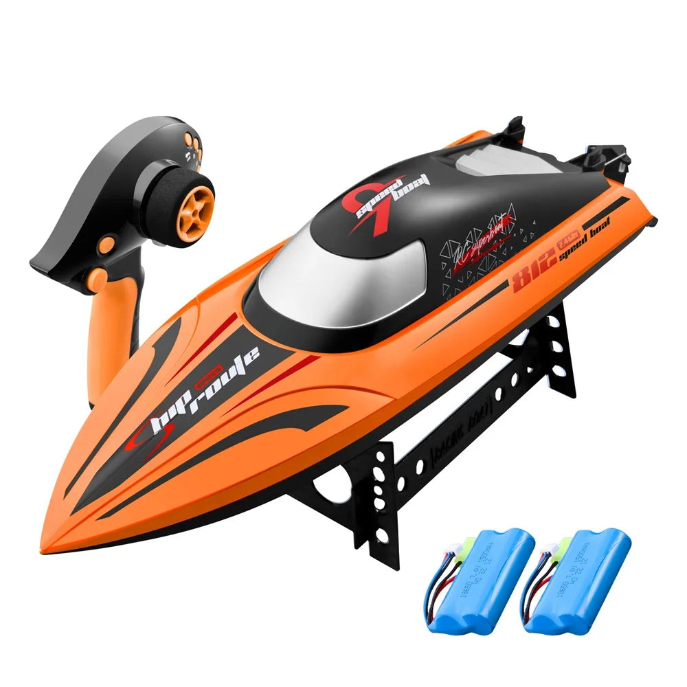 812 2.4Ghz High Speed RC Speedboat Anti Capsizing Children Remote Control Boat Toy, Dual Battery - Orange - 1