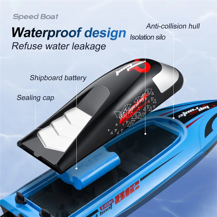 812 2.4Ghz High Speed RC Speedboat Anti Capsizing Children Remote Control Boat Toy, Dual Battery - Orange - 5