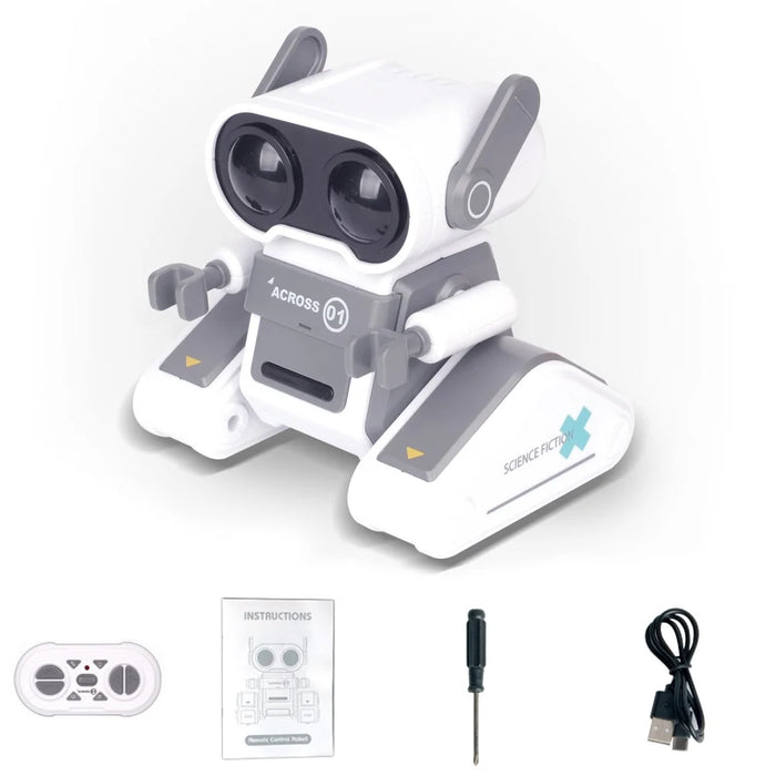 JYX01 2.4G Remote Control Driving Robot Smart RC Robot Kids Toy with Music and Light - Grey+White - 1