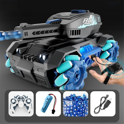 4DRC Y1 Remote Control + Watch Gesture Control RC Tank Water Bomb Stunt Car for Adult Kids, with 1 Battery - Blue - 1