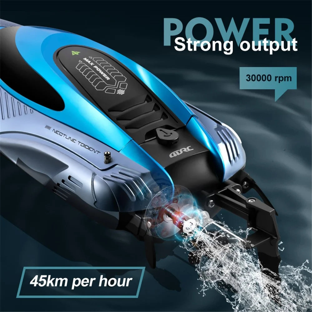 4DRC S3 RC Speedboat 2.4Ghz High Speed Kids Remote Control Boat Water Toy, 1 Battery - Silver - 4