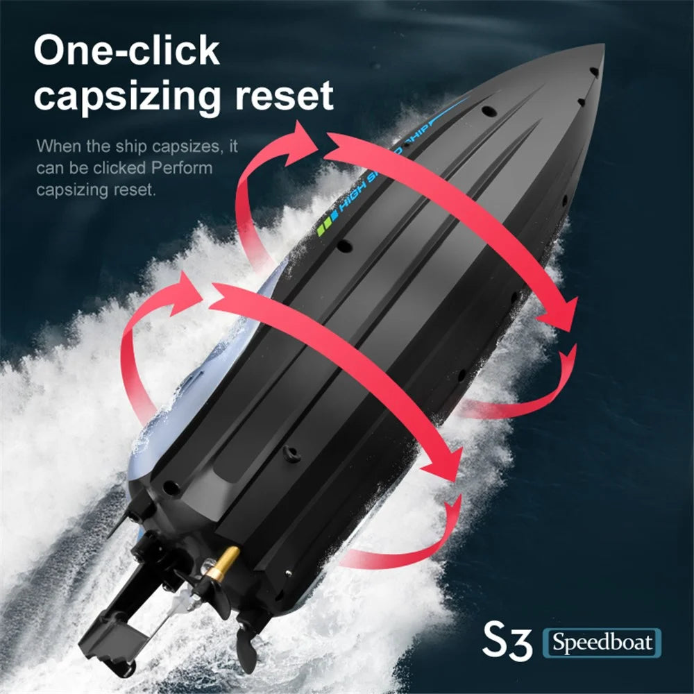 4DRC S3 RC Speedboat 2.4Ghz High Speed Kids Remote Control Boat Water Toy, 1 Battery - Silver - 7