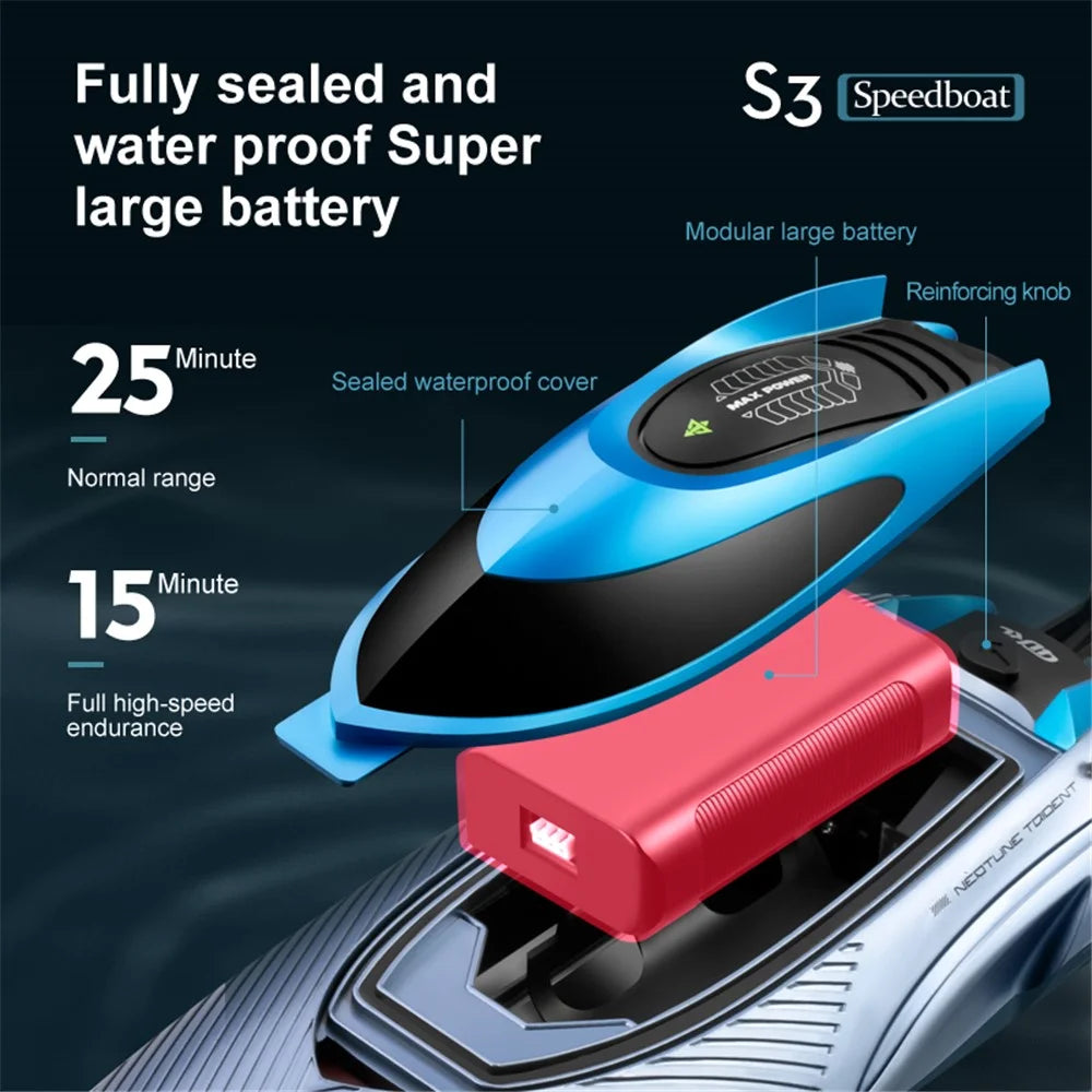 4DRC S3 RC Speedboat 2.4Ghz Remote Control Boat Kids Water Toy, 2 Batteries - Green - 6