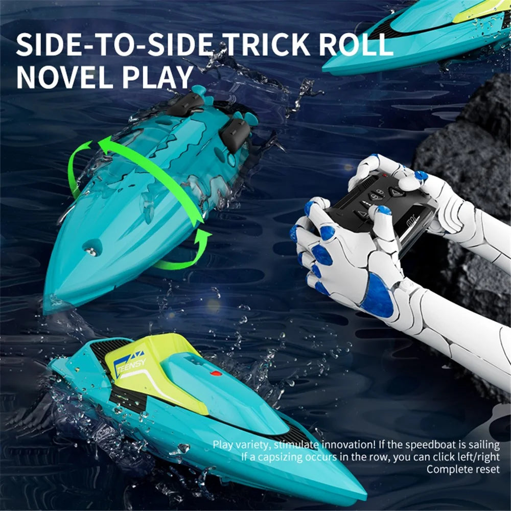 4DRC S5 Mini Dual Propeller Electric Remote Control Boat Kids Water Toy Stunt Boat - Blue - 6