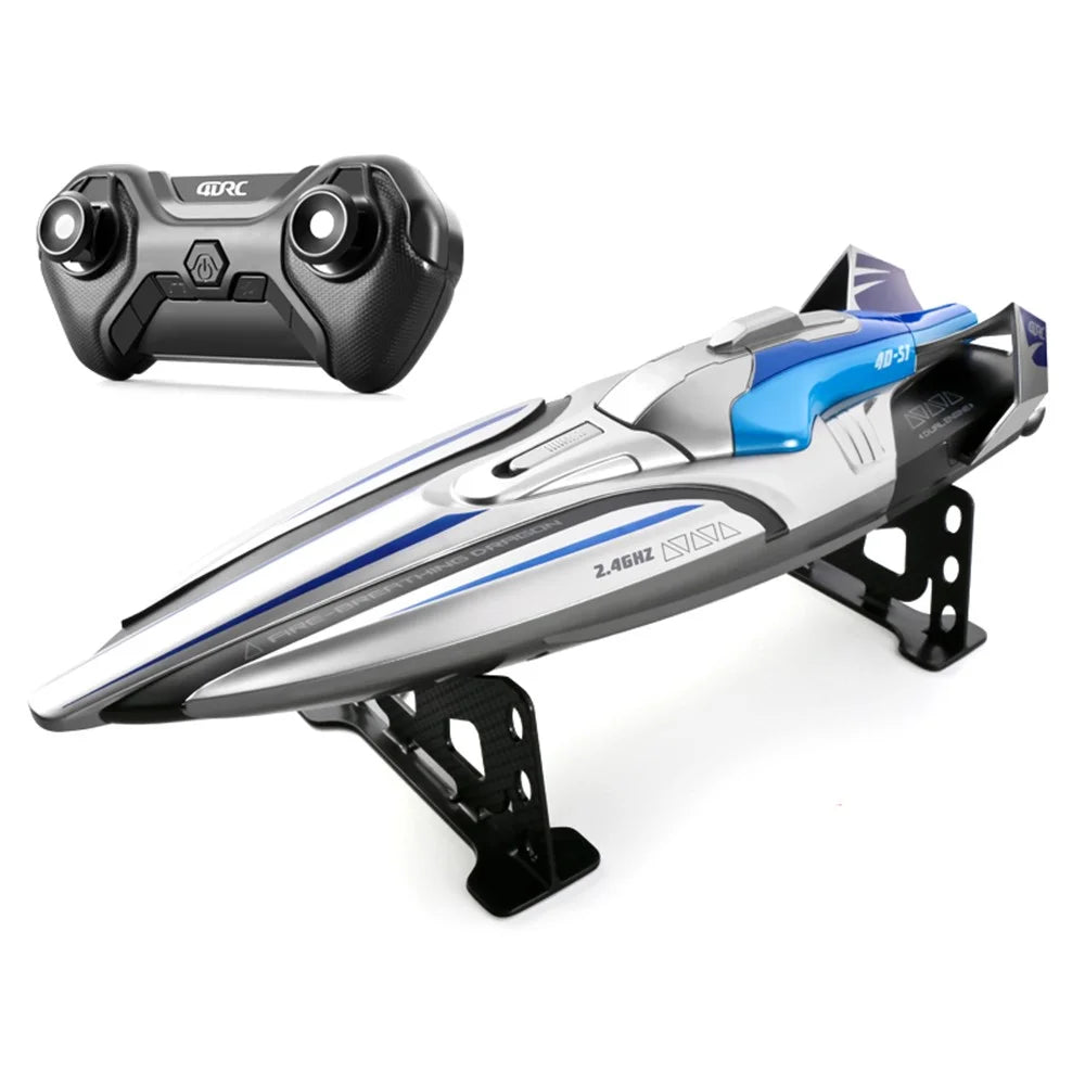 4DRC 4D-S1 High-Speed 2.4G RC Boat Water Speedboat, Dual Batteries - Silver - 1