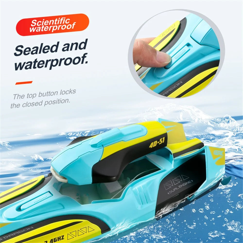 4DRC 4D-S1 High-Speed 2.4G RC Boat Water Speedboat, Dual Batteries - Silver - 5