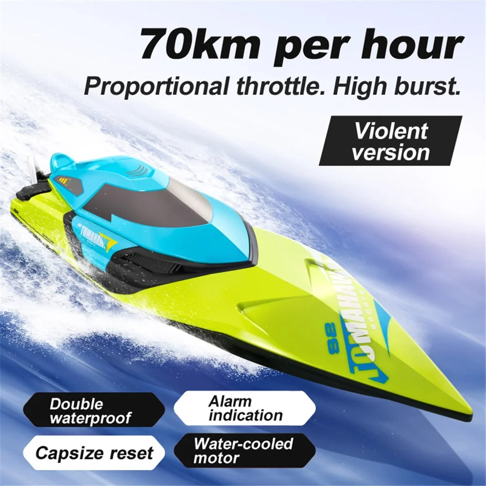 4DRC S2 70Km / h High-Speed RC Boat LED Light Effect Speedboat Toy, Single Battery - Blue - 3