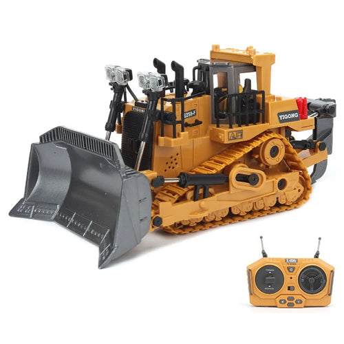 Children 9-Channel Bulldozer RC Vehicle Toy Gift with Sound and Light Effect - 1