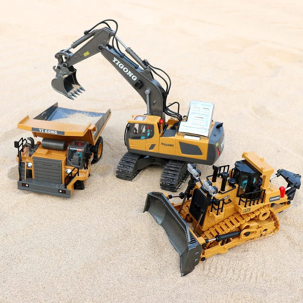 Children 9-Channel Bulldozer RC Vehicle Toy Gift with Sound and Light Effect - 3