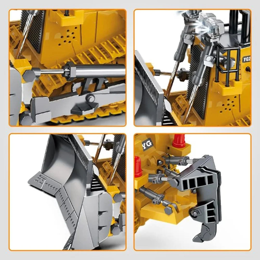 Children 9-Channel Bulldozer RC Vehicle Toy Gift with Sound and Light Effect - 4