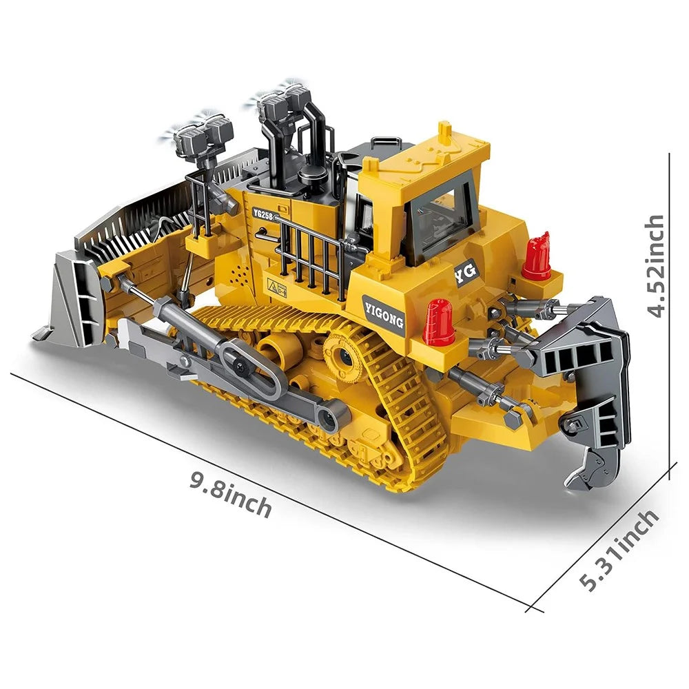Children 9-Channel Bulldozer RC Vehicle Toy Gift with Sound and Light Effect - 5