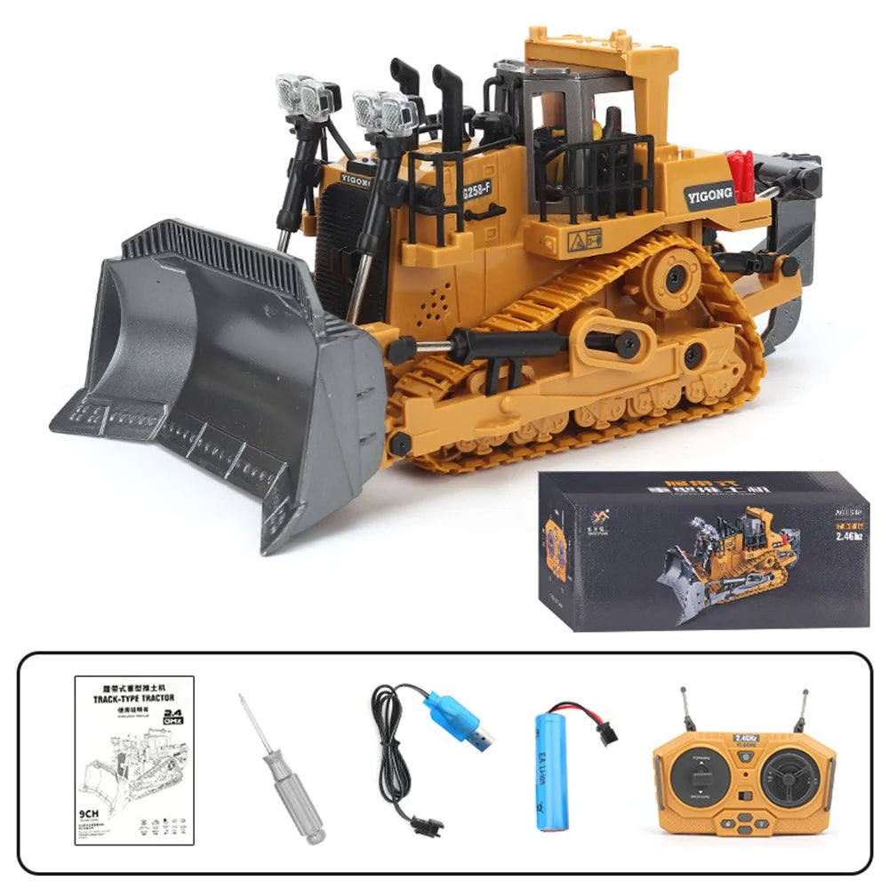 Children 9-Channel Bulldozer RC Vehicle Toy Gift with Sound and Light Effect - 6