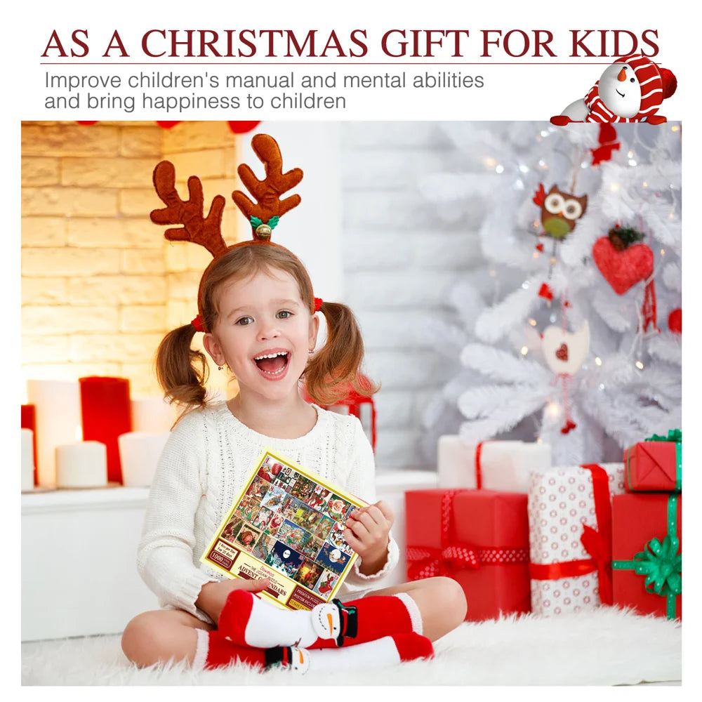 DOWMOO Christmas Advent Calendar Puzzle 1000 Piece 24 Grid Creative Blind Box Gift Set - 24 Grid - 3
