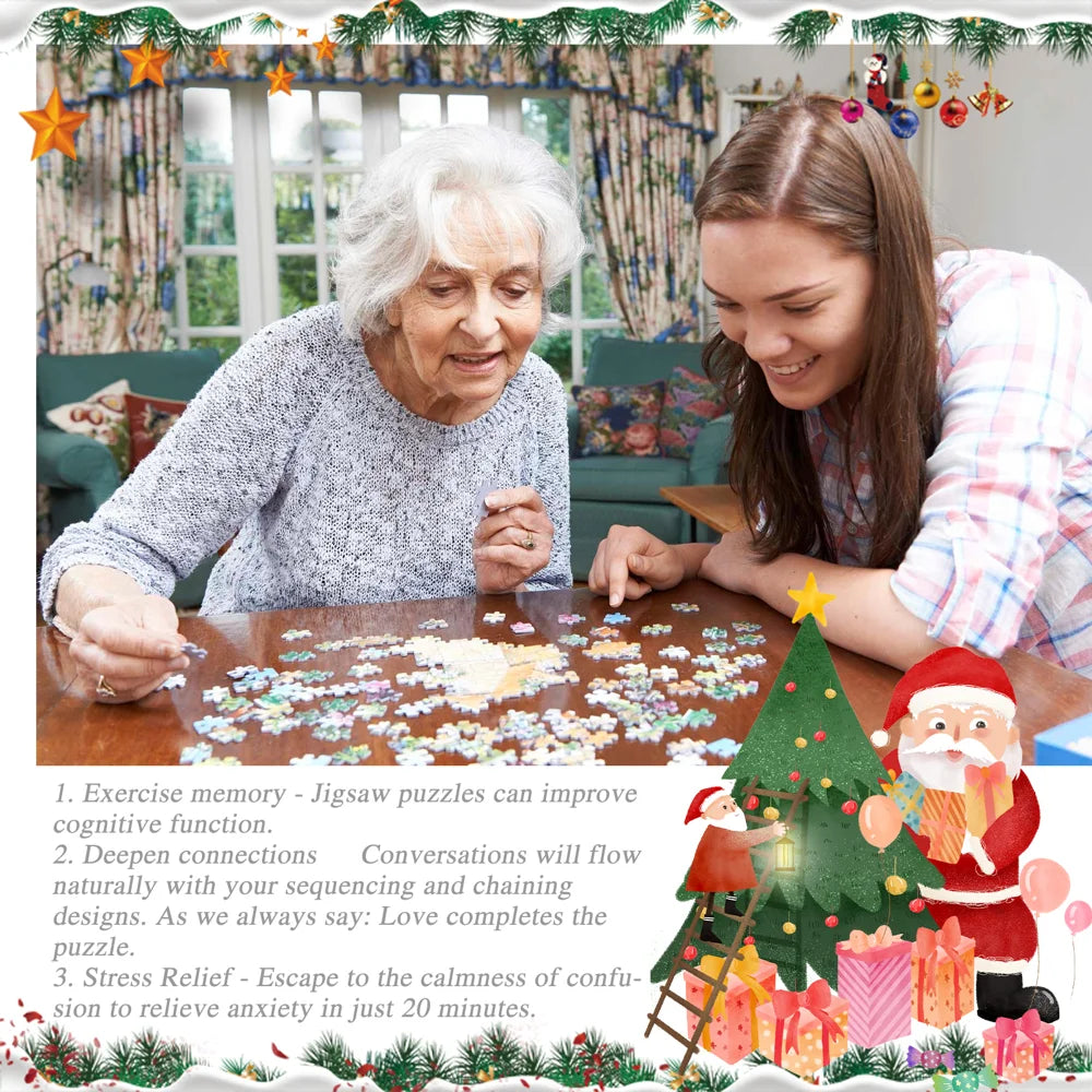 DOWMOO Christmas Advent Calendar Puzzle 1000 Piece 24 Grid Creative Blind Box Gift Set - 24 Grid - 7