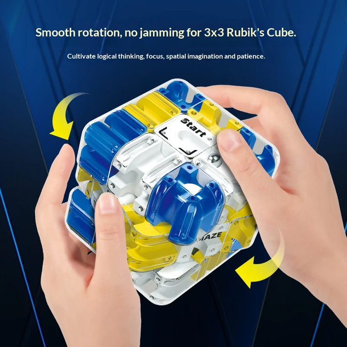 6.9 x 6.9 x 6.9cm 3D Maze Cube Rolling Ball Puzzle Game for Kids Brain Teaser Skill Builder Educational Toy Gift - Blue+White - 4