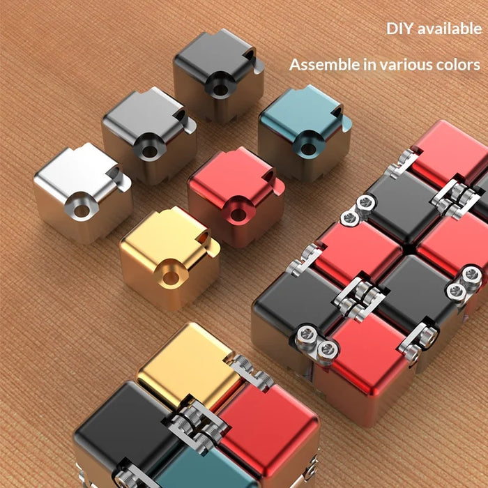 Aluminum Alloy Magic Cube DIY Assembled Developing Intelligence Decompression Toy Gift - Silver - 4
