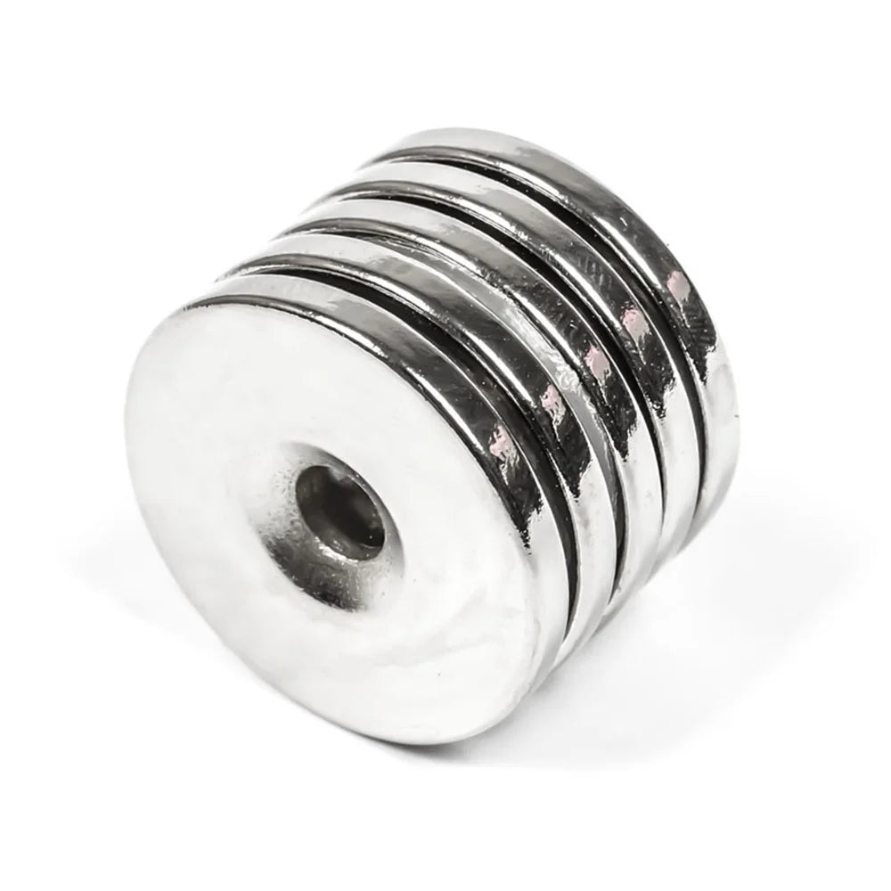 5Pcs/Set Circular with Hole Powerful NdFeB Magnet for Equipment and DIY Toys, Size: 25 x 3mm - 1