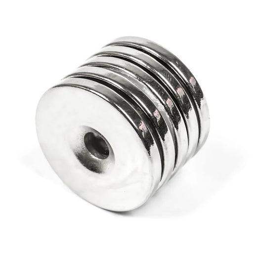 5Pcs/Set Circular with Hole Powerful NdFeB Magnet for Equipment and DIY Toys, Size: 25 x 3mm - 1