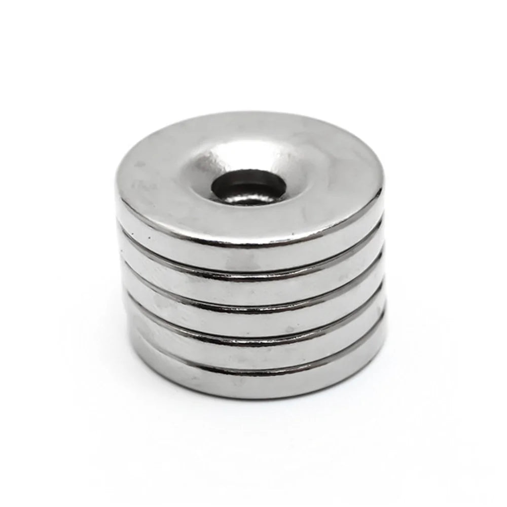 5Pcs/Set Circular with Hole Strong NdFeB Magnet for Equipment and DIY Toys, Size: 20 x 3mm - 1