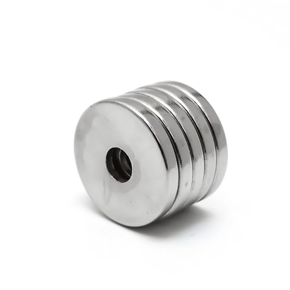 5Pcs/Set Circular with Hole Strong NdFeB Magnet for Equipment and DIY Toys, Size: 20 x 3mm - 2