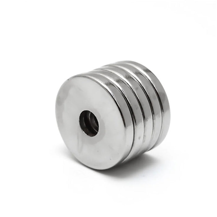 5Pcs/Set Circular with Hole Strong NdFeB Magnet for Equipment and DIY Toys, Size: 20 x 3mm - 2