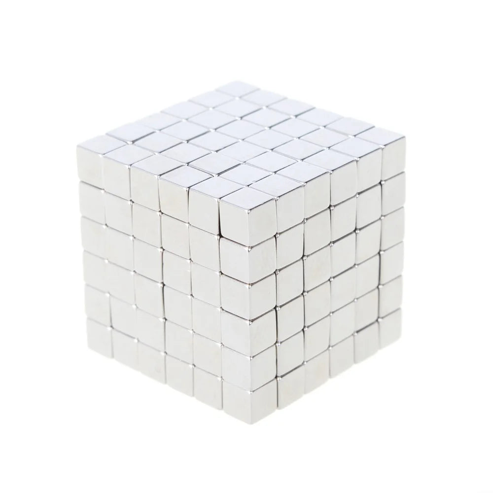 4mm 216pcs Magnetic Square 3D Puzzle Magic Cube Toy - Silver Color - 1