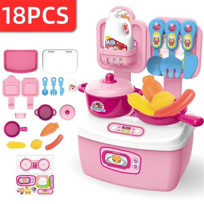 Children's Pretend Toys Dining Table Dressing Table Medical Tools Storage Box Set Educational Toys - Kitchen Tools - 1