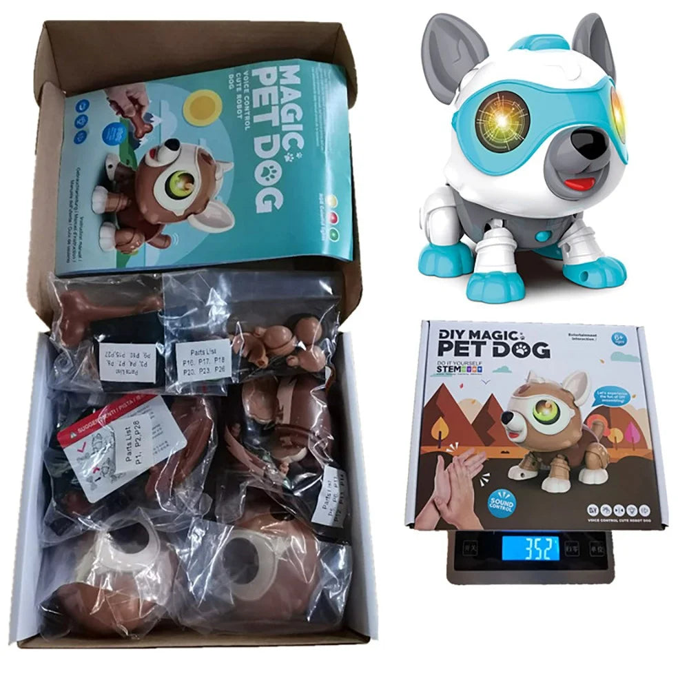 Intelligent Voice Control Assembled Toy Building Toy Multifunctional Electronic Dog Shaped Toy - DIY013/Blue - 1
