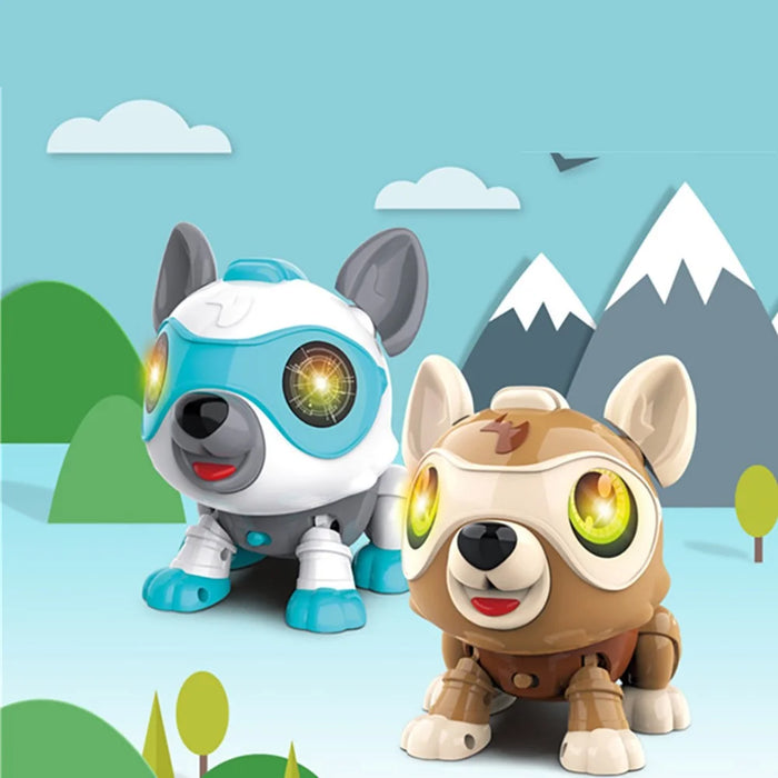 Intelligent Voice Control Assembled Toy Building Toy Multifunctional Electronic Dog Shaped Toy - DIY013/Blue - 7