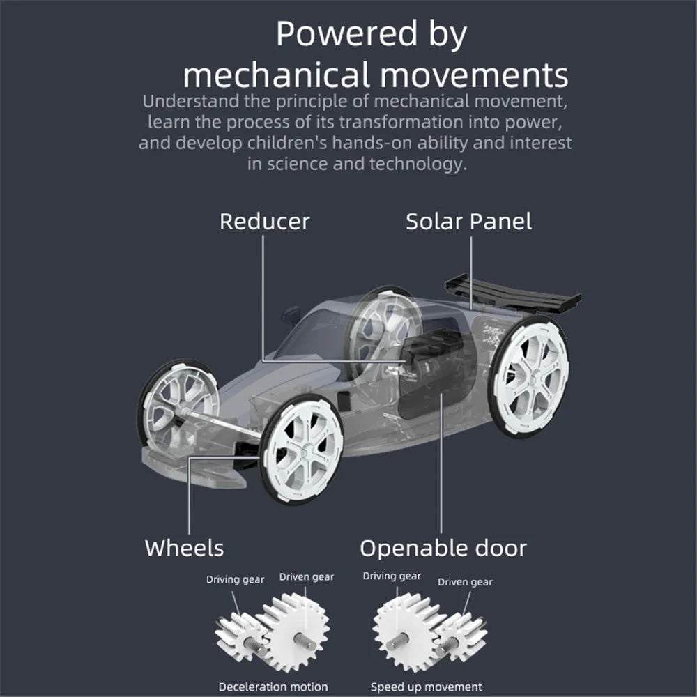 DIY015 DIY Solar Power Car STEM Education Four Wheel Model Car Toy for Kids - 7