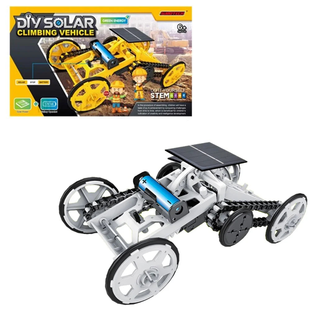 DIY008 Solar Power Climbing Vehicle STEM Educational Toy Building Block Model Vehicle for Kids - White - 1
