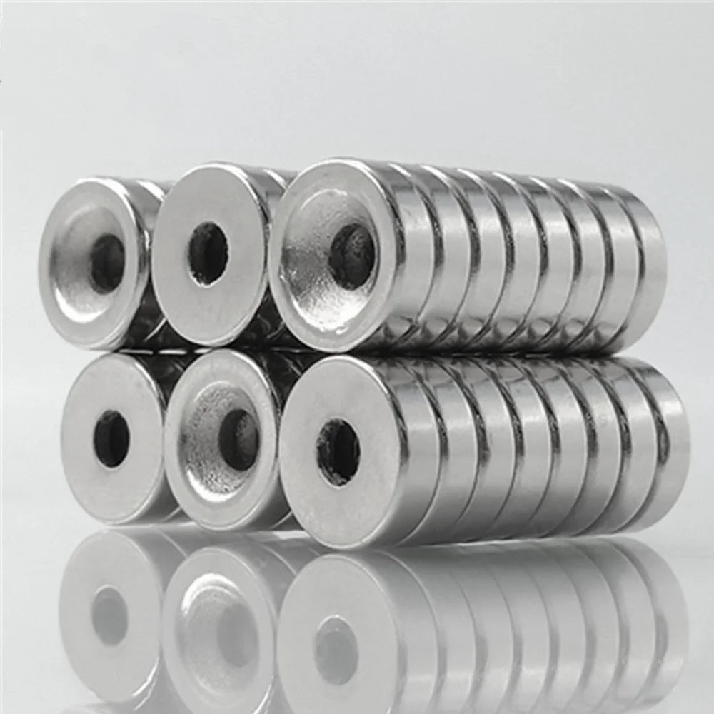 50Pcs/Set 12 x 4mm Industrial Equipment and DIY Projects Strong Suction Round Shape Hole NdFeB Magnet - 1