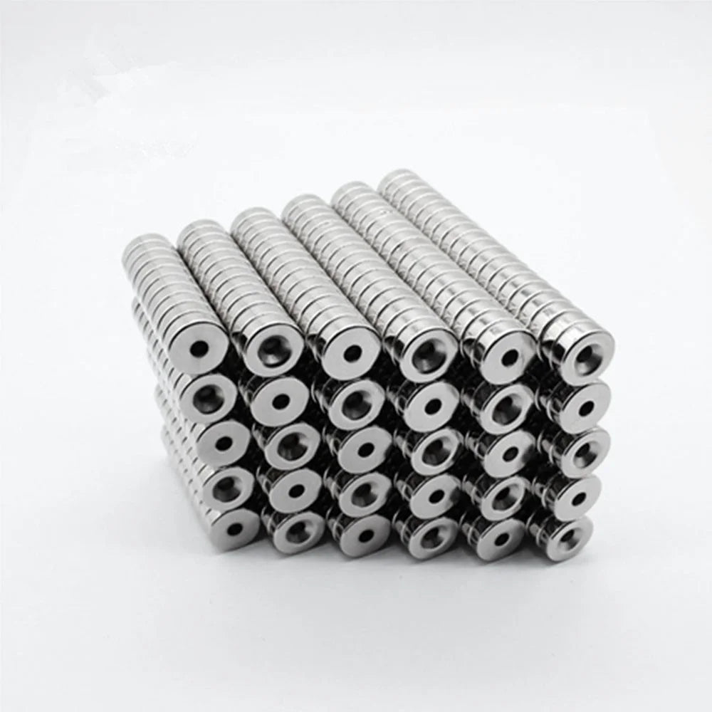 50Pcs/Set 12 x 4mm Industrial Equipment and DIY Projects Strong Suction Round Shape Hole NdFeB Magnet - 2