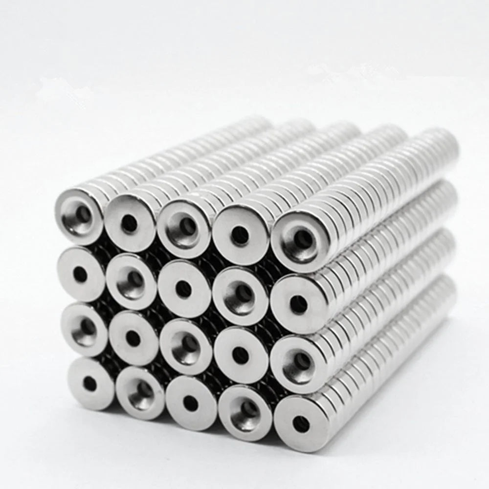 50Pcs/Set 12 x 4mm Industrial Equipment and DIY Projects Strong Suction Round Shape Hole NdFeB Magnet - 4