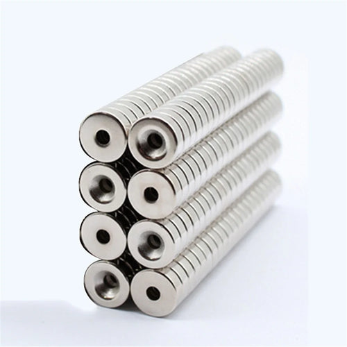 100Pcs/Set 12 x 4mm Industrial Equipment and DIY Projects Powerful Suction Round Shape Hole NdFeB Magnet - 1