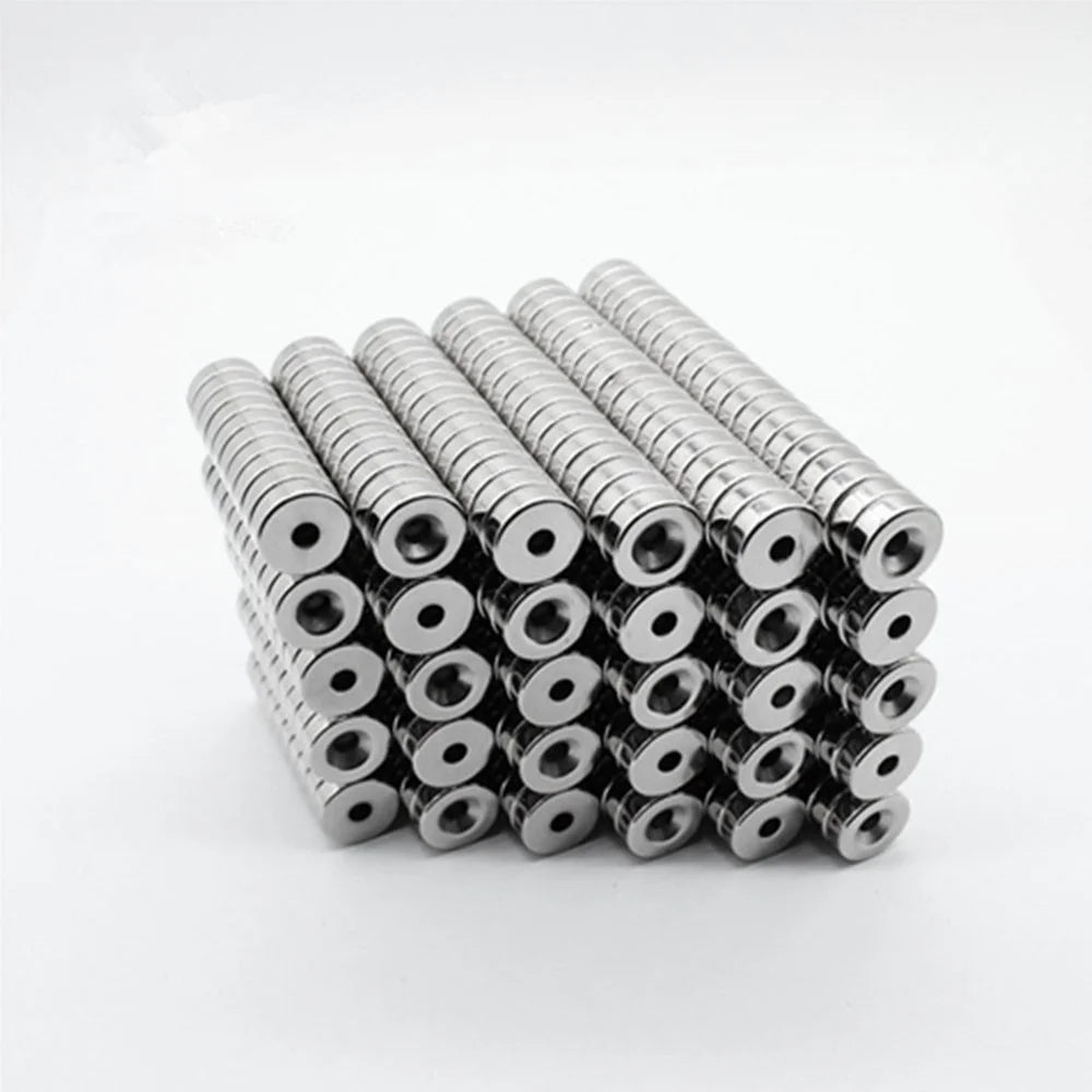 100Pcs/Set 12 x 4mm Industrial Equipment and DIY Projects Powerful Suction Round Shape Hole NdFeB Magnet - 2