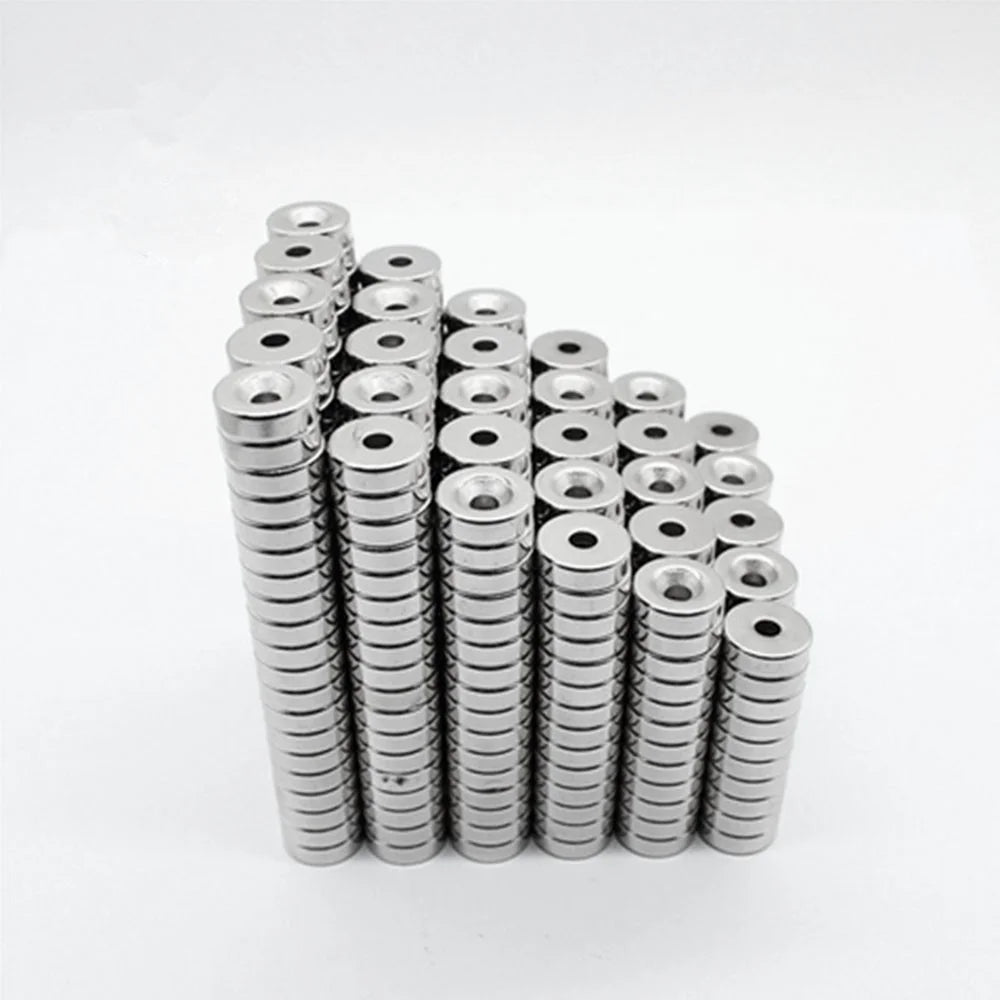 100Pcs/Set 12 x 4mm Industrial Equipment and DIY Projects Powerful Suction Round Shape Hole NdFeB Magnet - 3