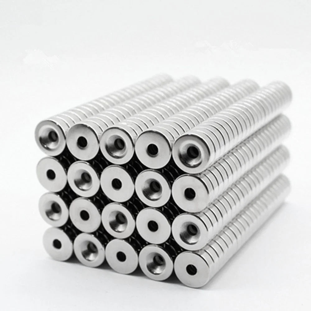 100Pcs/Set 12 x 4mm Industrial Equipment and DIY Projects Powerful Suction Round Shape Hole NdFeB Magnet - 4