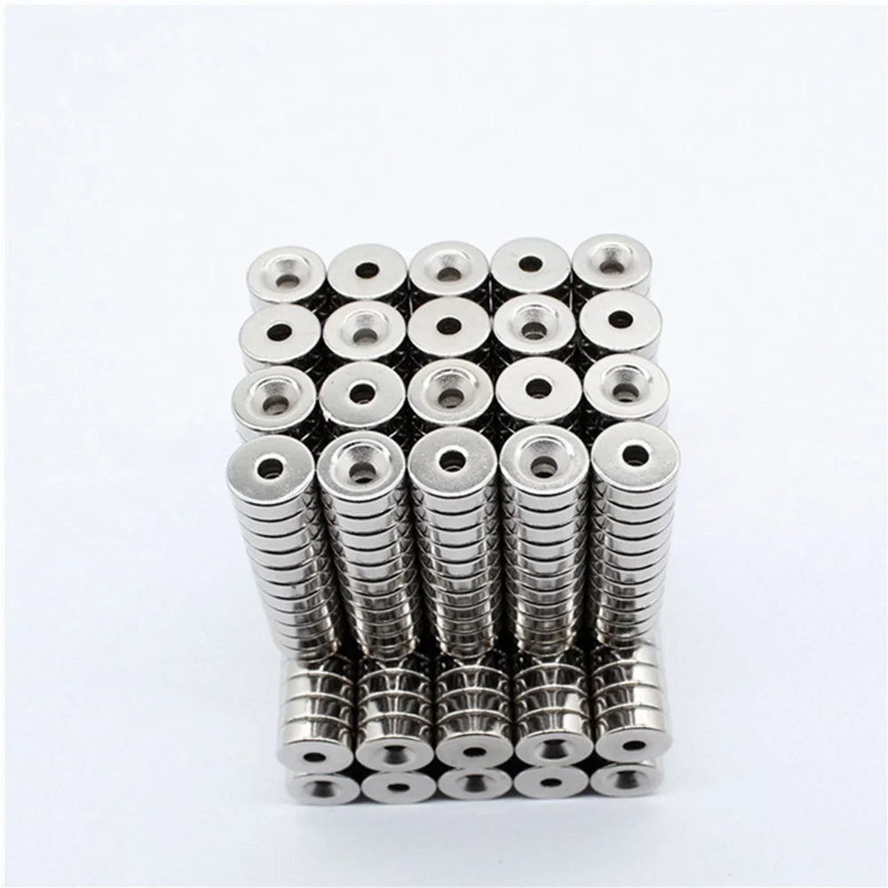 100Pcs/Set 12 x 4mm Industrial Equipment and DIY Projects Powerful Suction Round Shape Hole NdFeB Magnet - 5