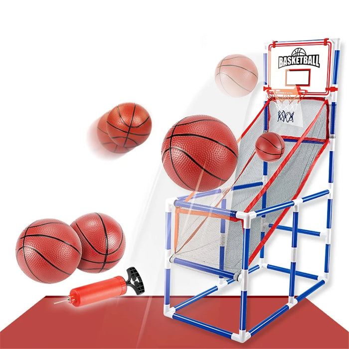 DIY Assembly Basketball Hoop Indoor Outdoor Children Boys Basketball Shooting Sport Toy Set with Air Pump 2 Balls - 5