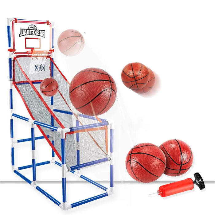 DIY Assembly Basketball Hoop Indoor Outdoor Children Boys Basketball Shooting Sport Toy Set with Air Pump 2 Balls - 6