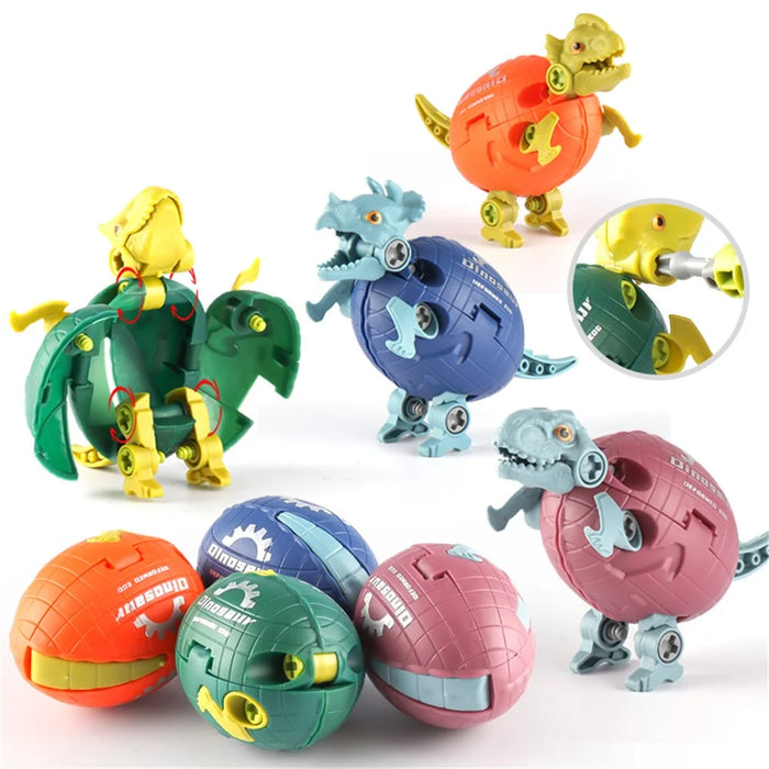 JJ878 Kids DIY Screwing Assemble Deformation Dinosaur Egg Model Toy Creative Educational Toy - Torosaurus - 4